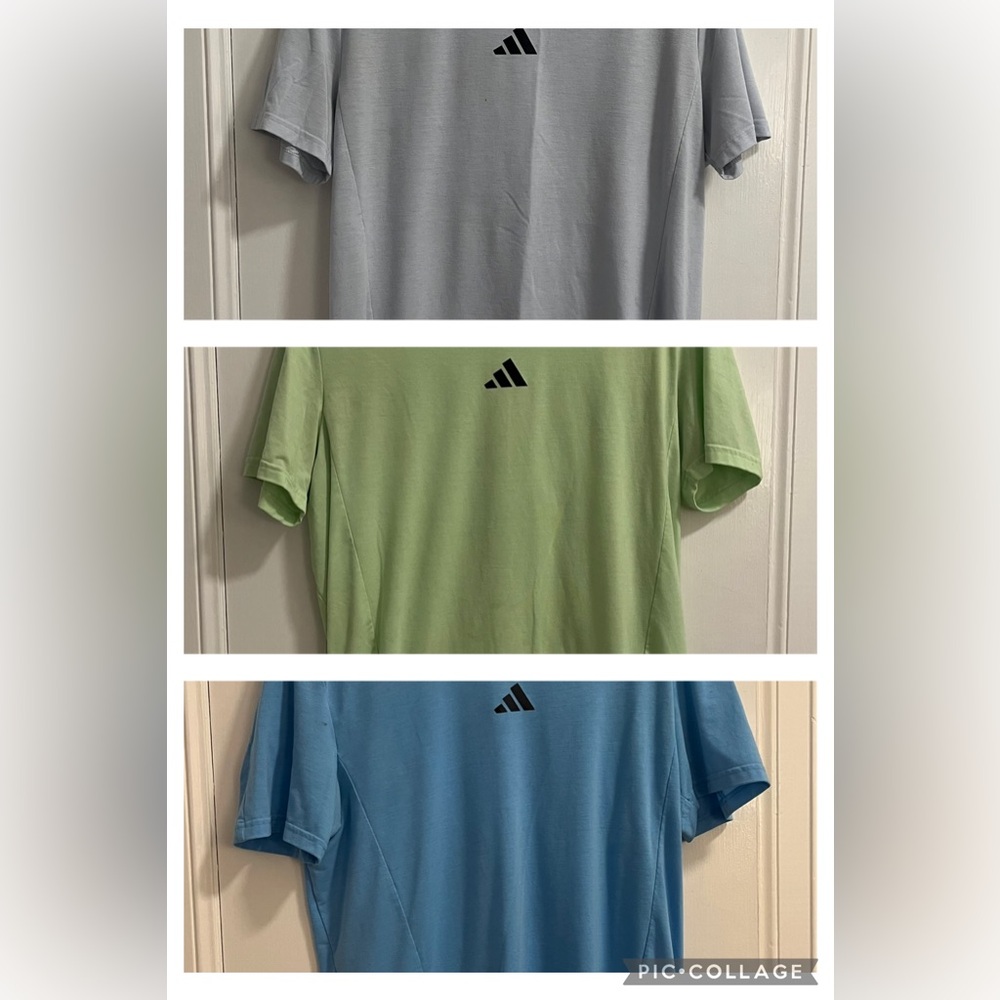Adidas Men's Blue and Green Short Sleeve Tees Size Medium